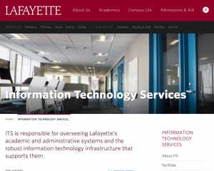 A screenshot of the ITS homepage.